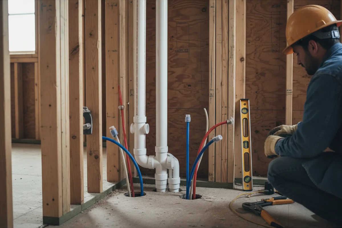 Drain and supply rough-in during Leak Detection in Ashcamp